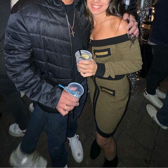 Balmain Off Shoulder Knit Dress Green - Picture 12 of 13